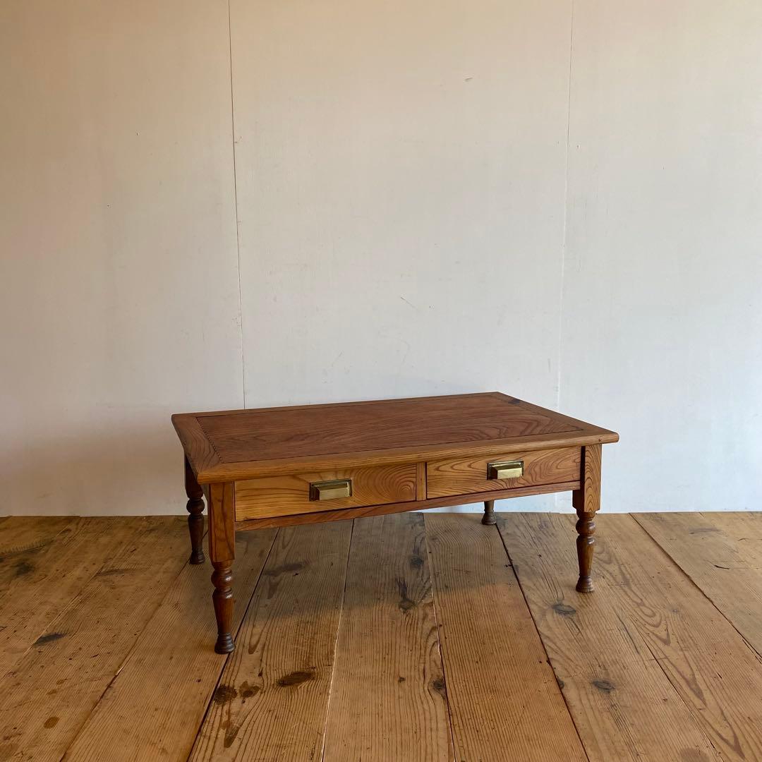 アンティーク ローテーブル ろくろ脚 文机 テレビ台 欅 無垢材 y155