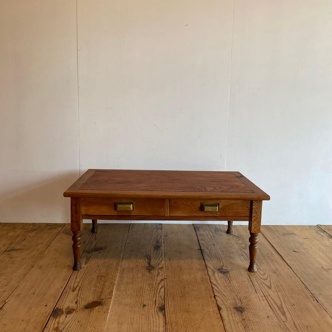 アンティーク ローテーブル ろくろ脚 文机 テレビ台 欅 無垢材 y155