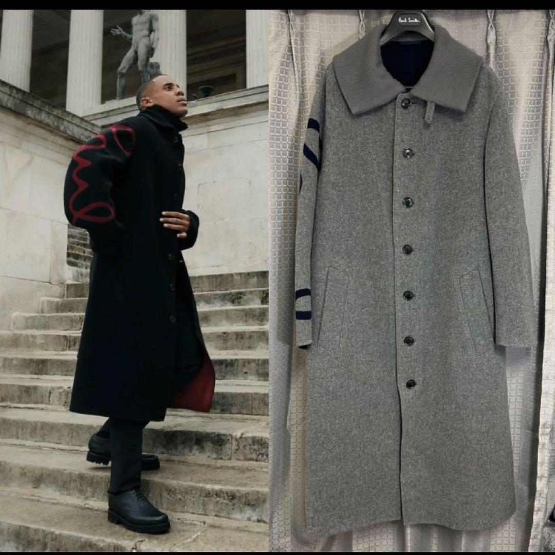 美品✨現行タグ ポールスミス Lサイズ ビッグロゴ ステンカラーコート ウール