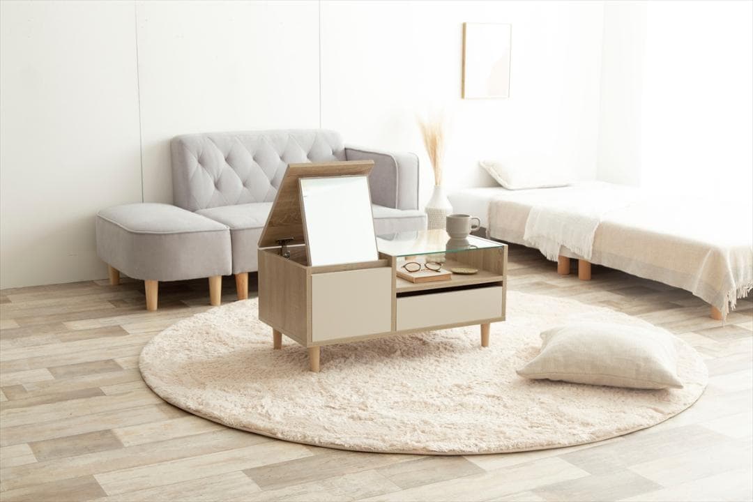 ディスプレイ収納付きドレッサーテーブル