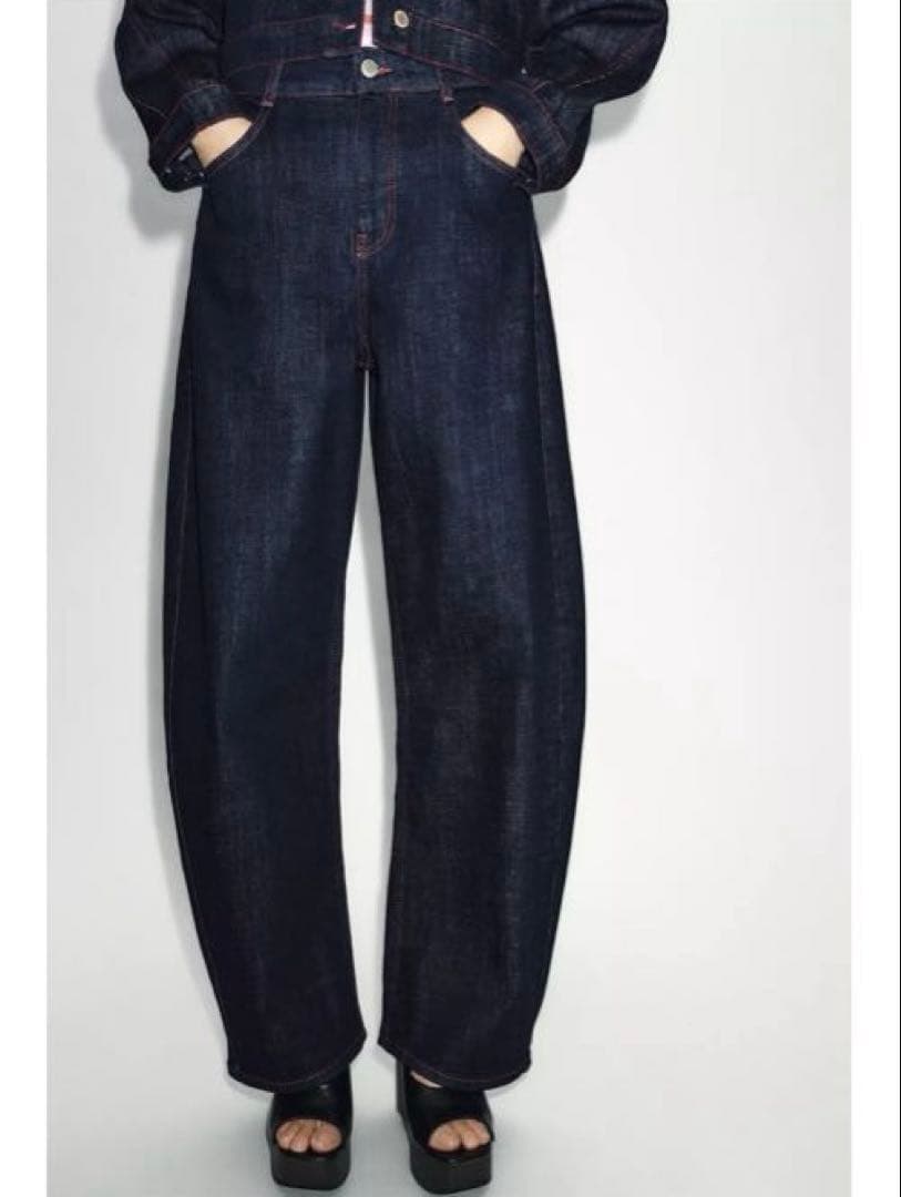 タグ付新品★ZARAのZ1975ハイウエストバレルフィットデニムパンツ★EU36