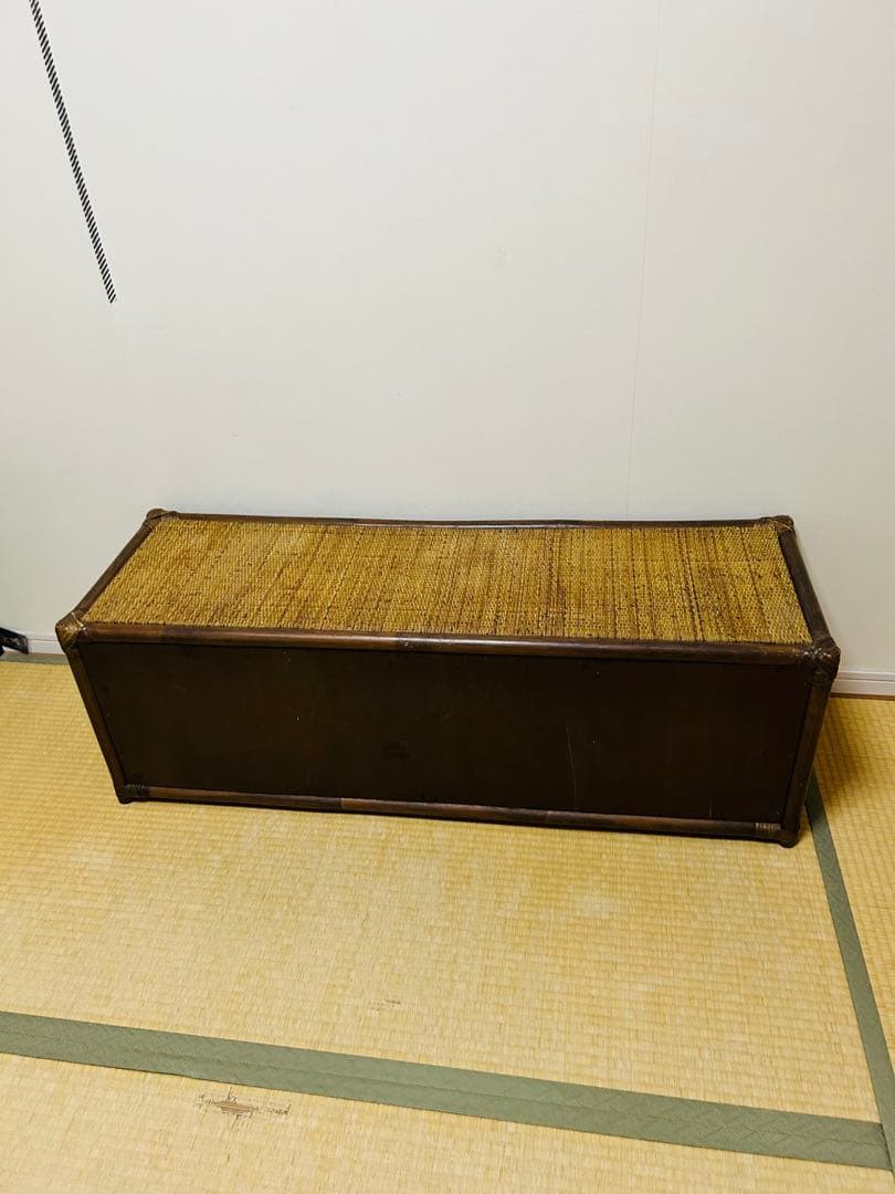 ビンテージ　ラタン製ローボード 6 引き出し付き