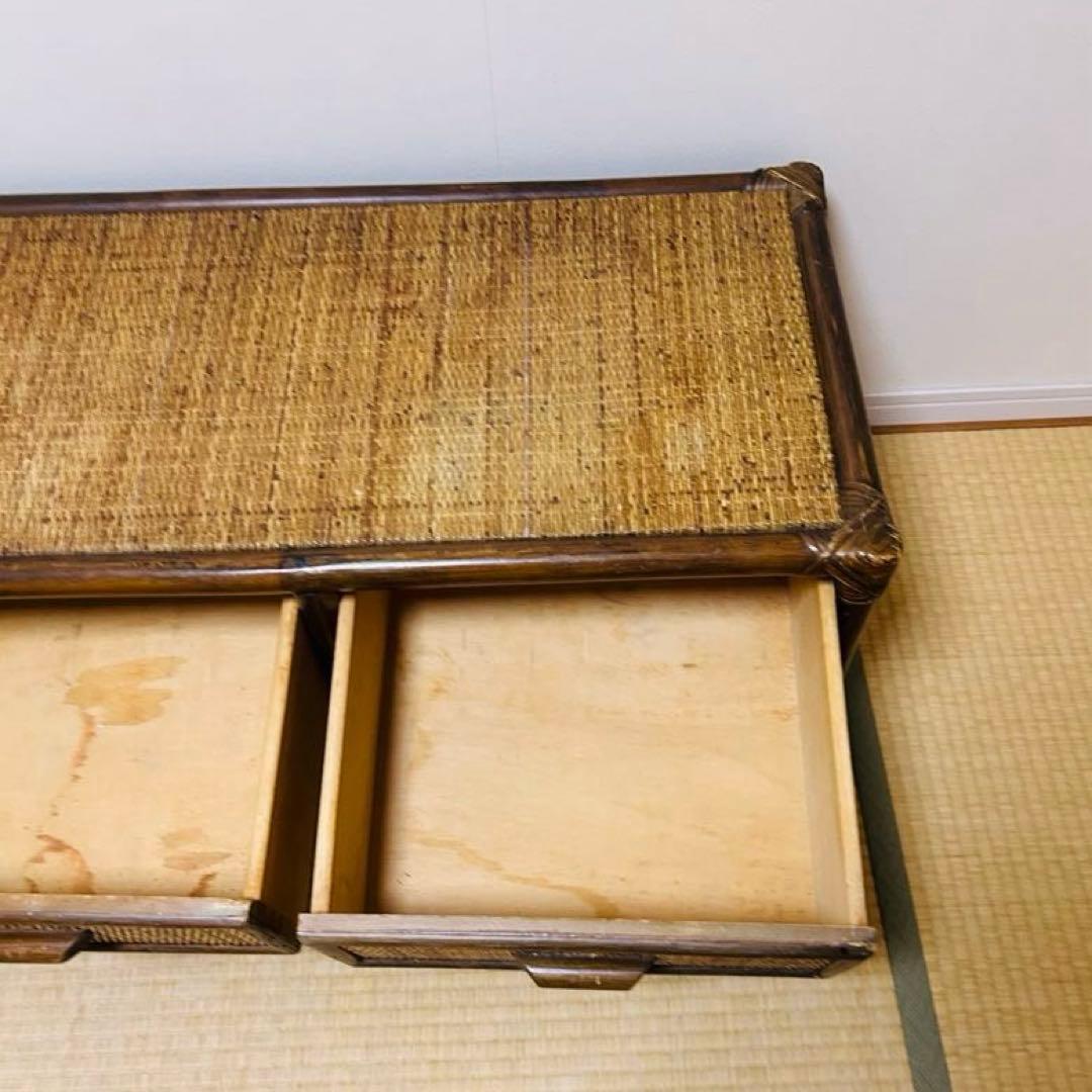ビンテージ　ラタン製ローボード 6 引き出し付き