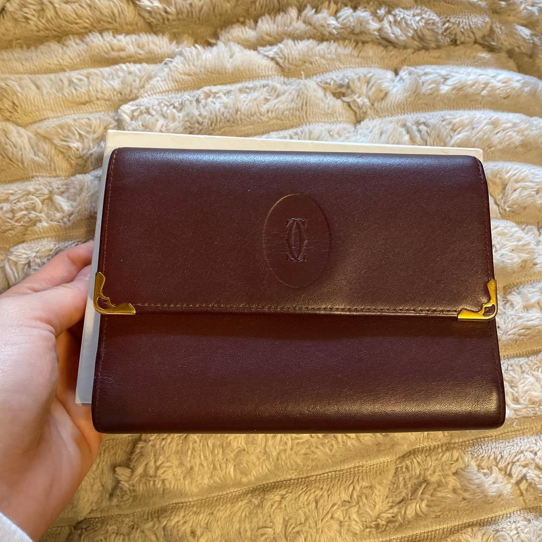 Cartier バーガンディレザー 三つ折り財布