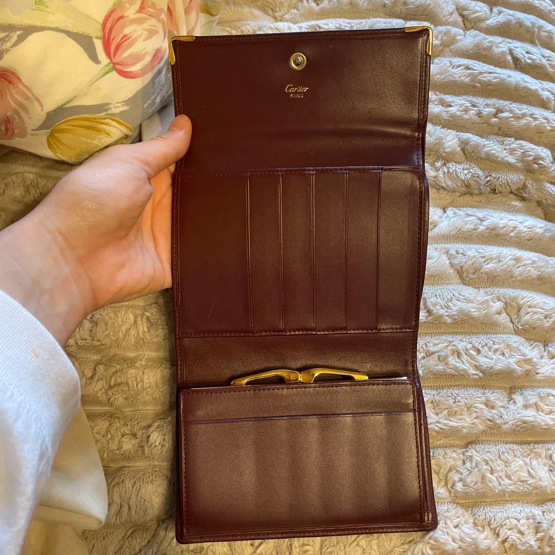 Cartier バーガンディレザー 三つ折り財布