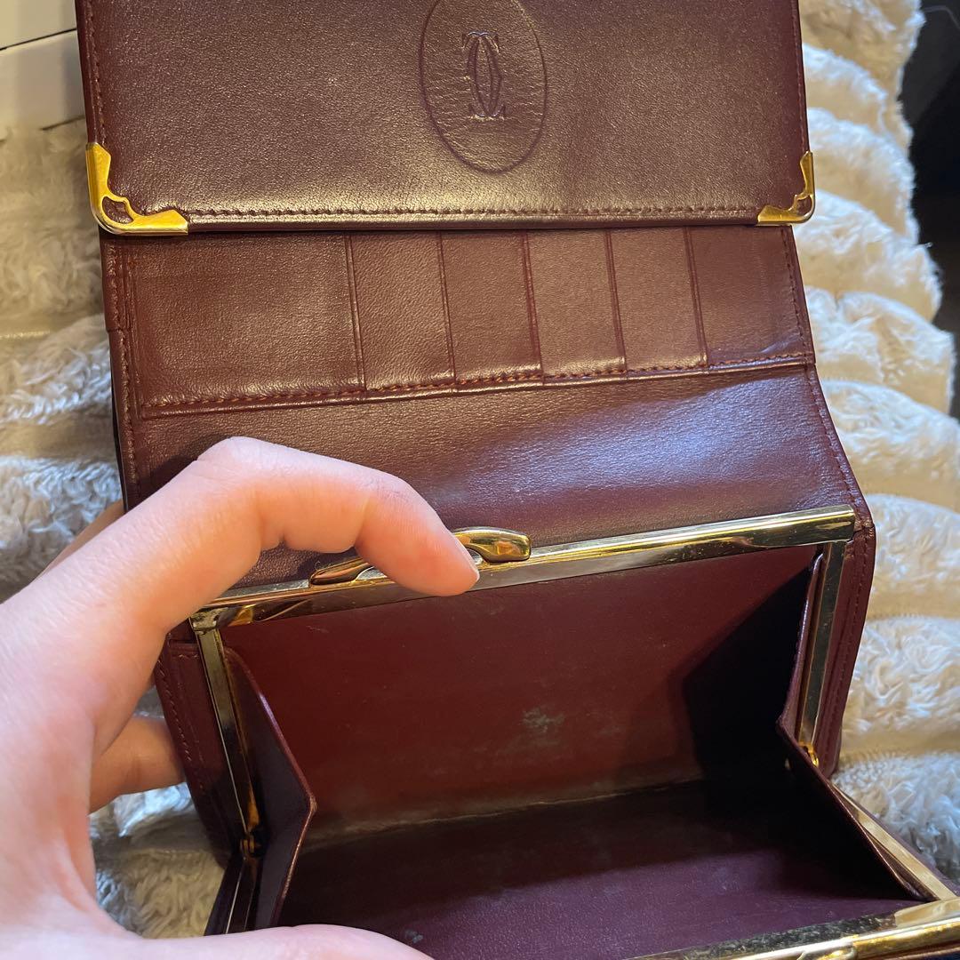 Cartier バーガンディレザー 三つ折り財布