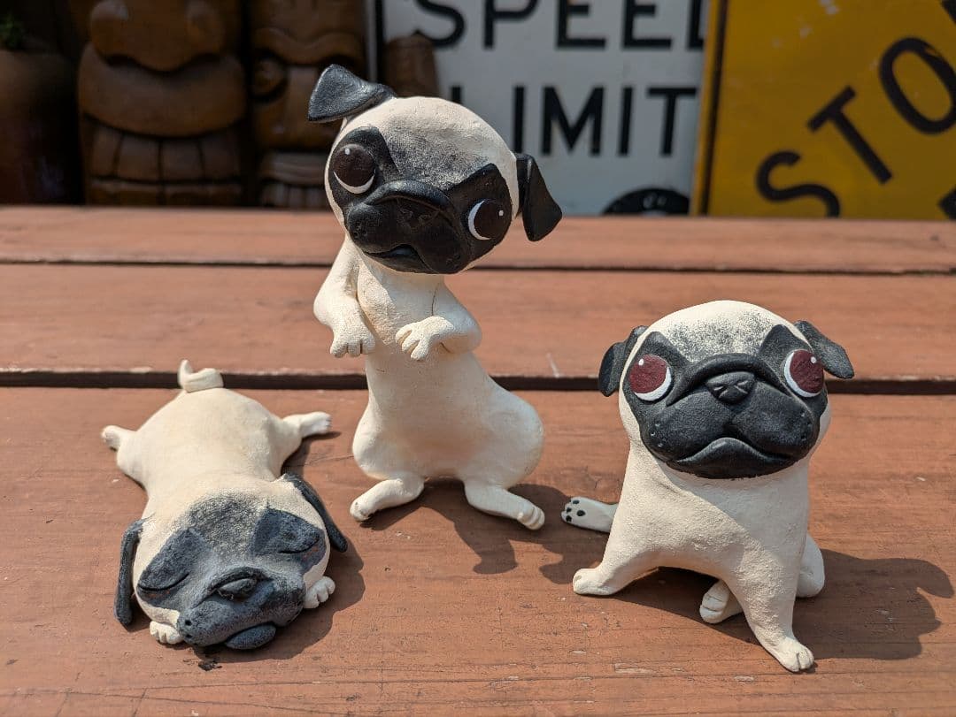 可愛い❤️パグちゃん。縁起物、陶器人形、置物、犬人形、ブサカワ　作家