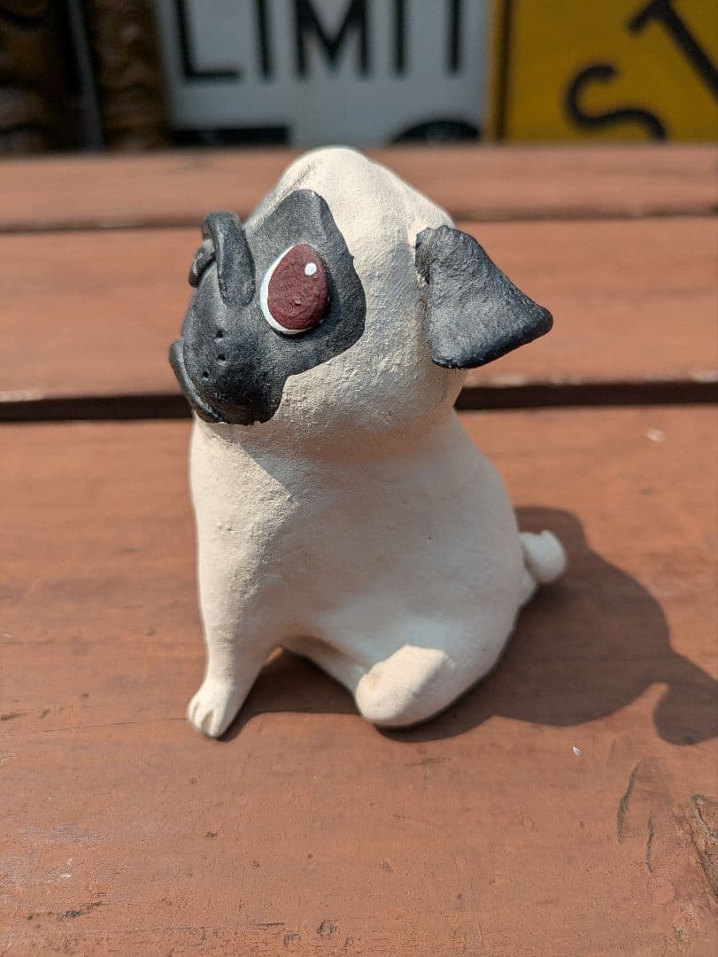 可愛い❤️パグちゃん。縁起物、陶器人形、置物、犬人形、ブサカワ　作家