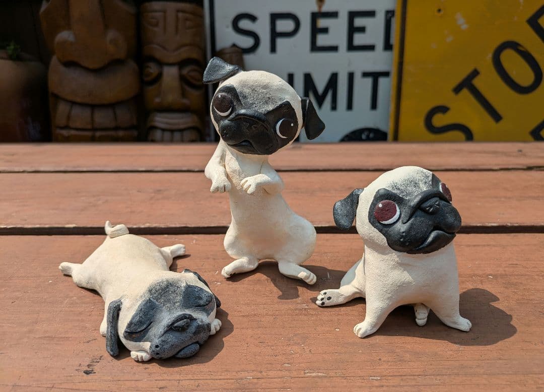 可愛い❤️パグちゃん。縁起物、陶器人形、置物、犬人形、ブサカワ　作家