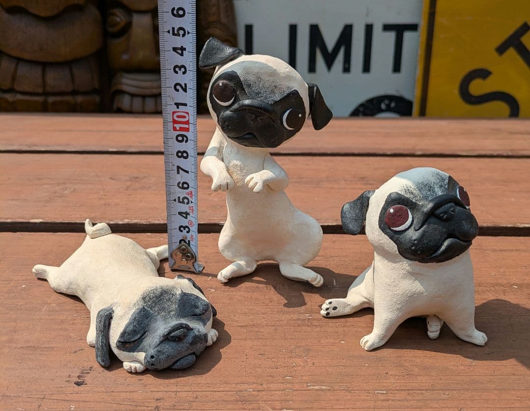 可愛い❤️パグちゃん。縁起物、陶器人形、置物、犬人形、ブサカワ　作家