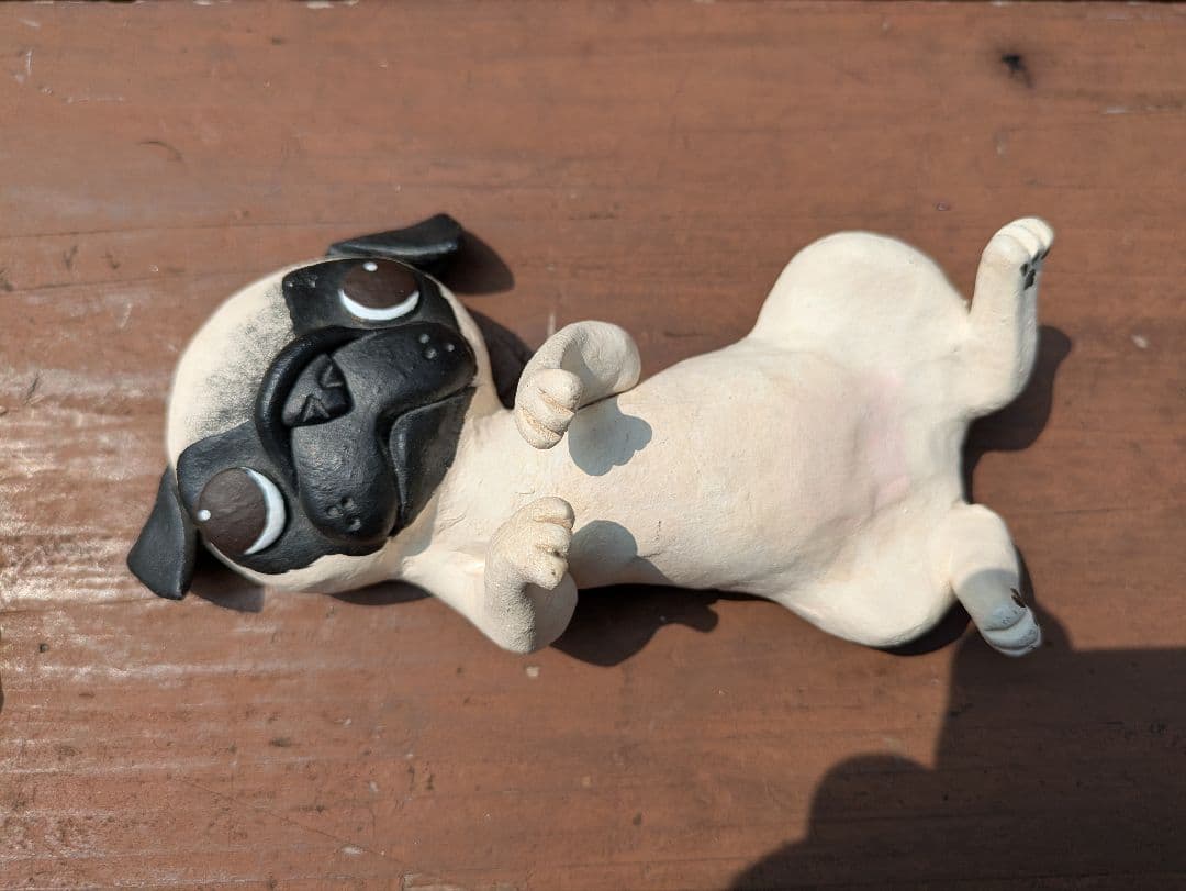 可愛い❤️パグちゃん。縁起物、陶器人形、置物、犬人形、ブサカワ　作家