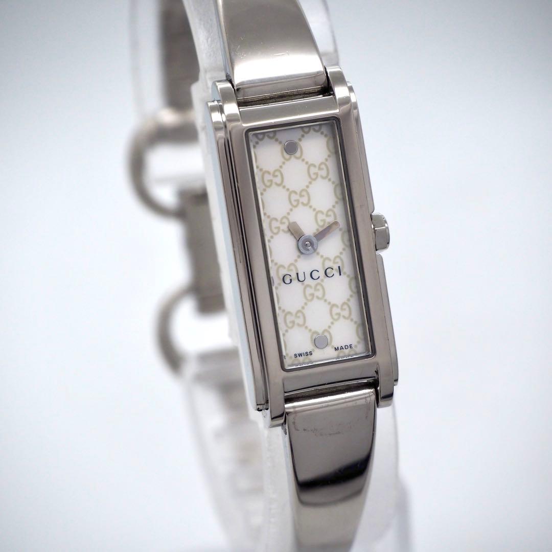 585 稼働 GUCCI 時計　レディース 109 ホワイトシェル バングル