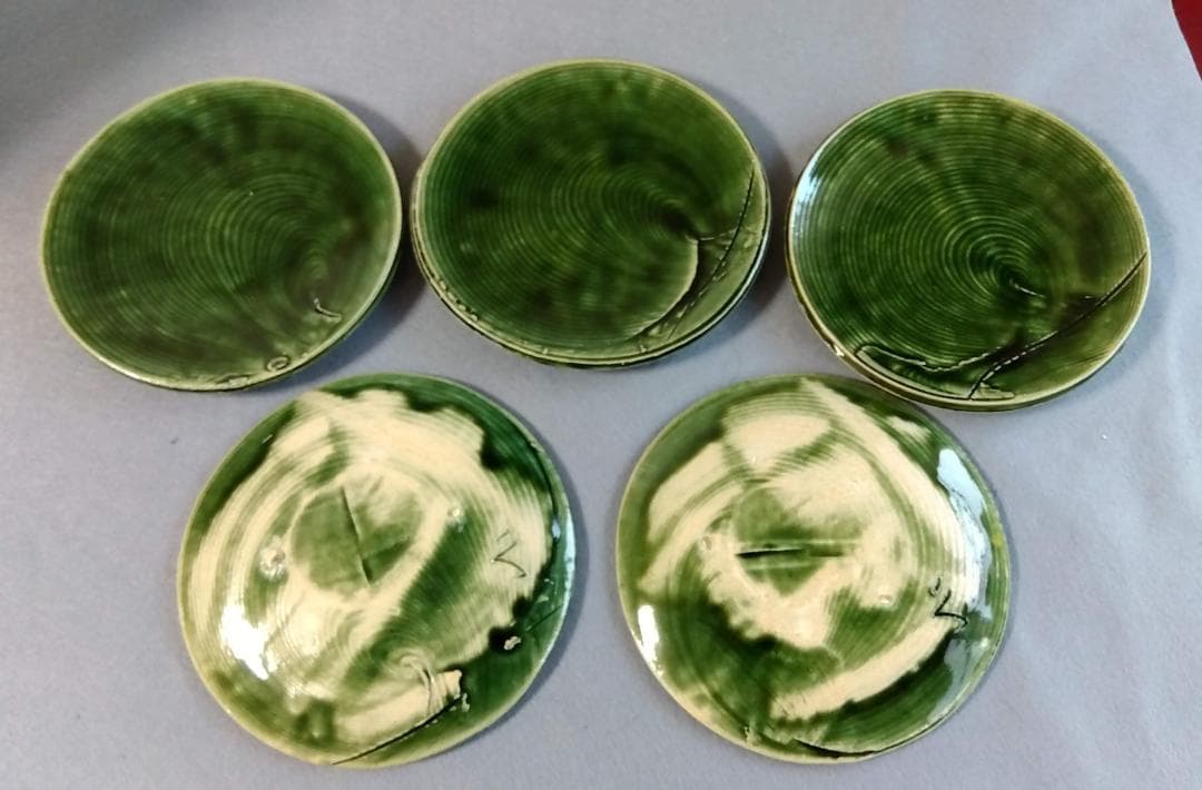 美濃焼の名工　大嶋久興　【子の日窯】　　織部　希少美品　中皿　5枚セット