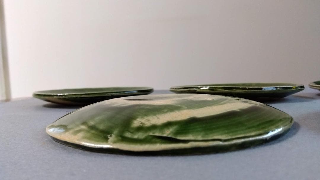 美濃焼の名工　大嶋久興　【子の日窯】　　織部　希少美品　中皿　5枚セット