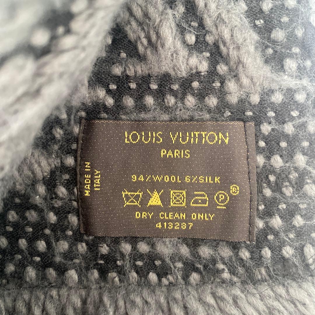 【中古品】ルイ・ヴィトン エシャルプ ロゴ マニア モノグラム マフラー グレー