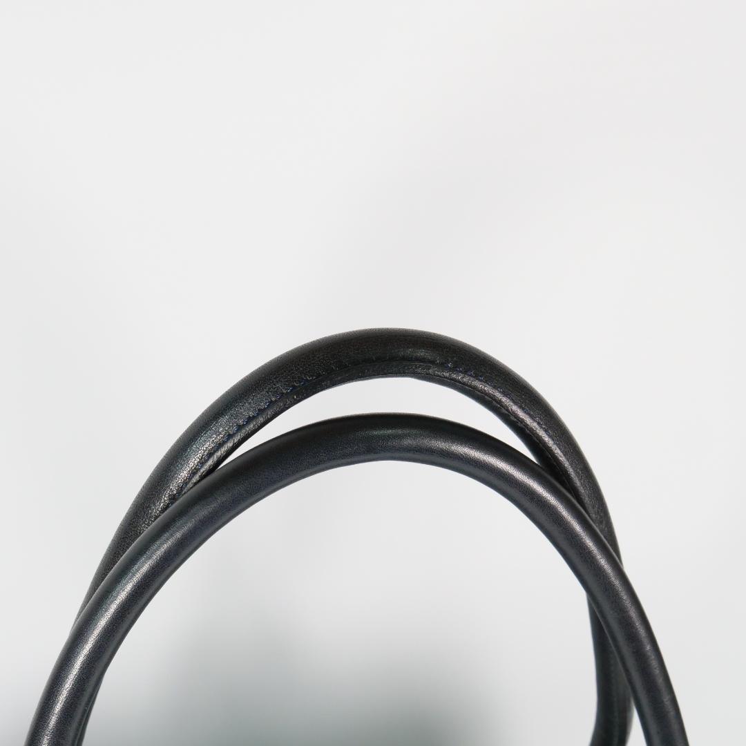 美品✨ ヒロフ ハンドバッグ トートバッグ レザー Hロゴ ダークネイビー