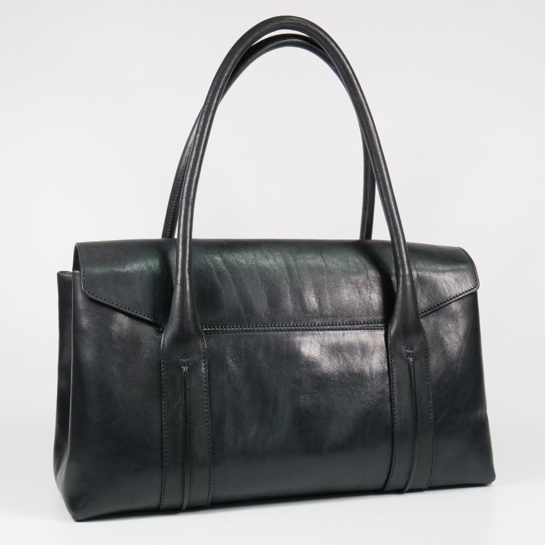 美品✨ ヒロフ ハンドバッグ トートバッグ レザー Hロゴ ダークネイビー