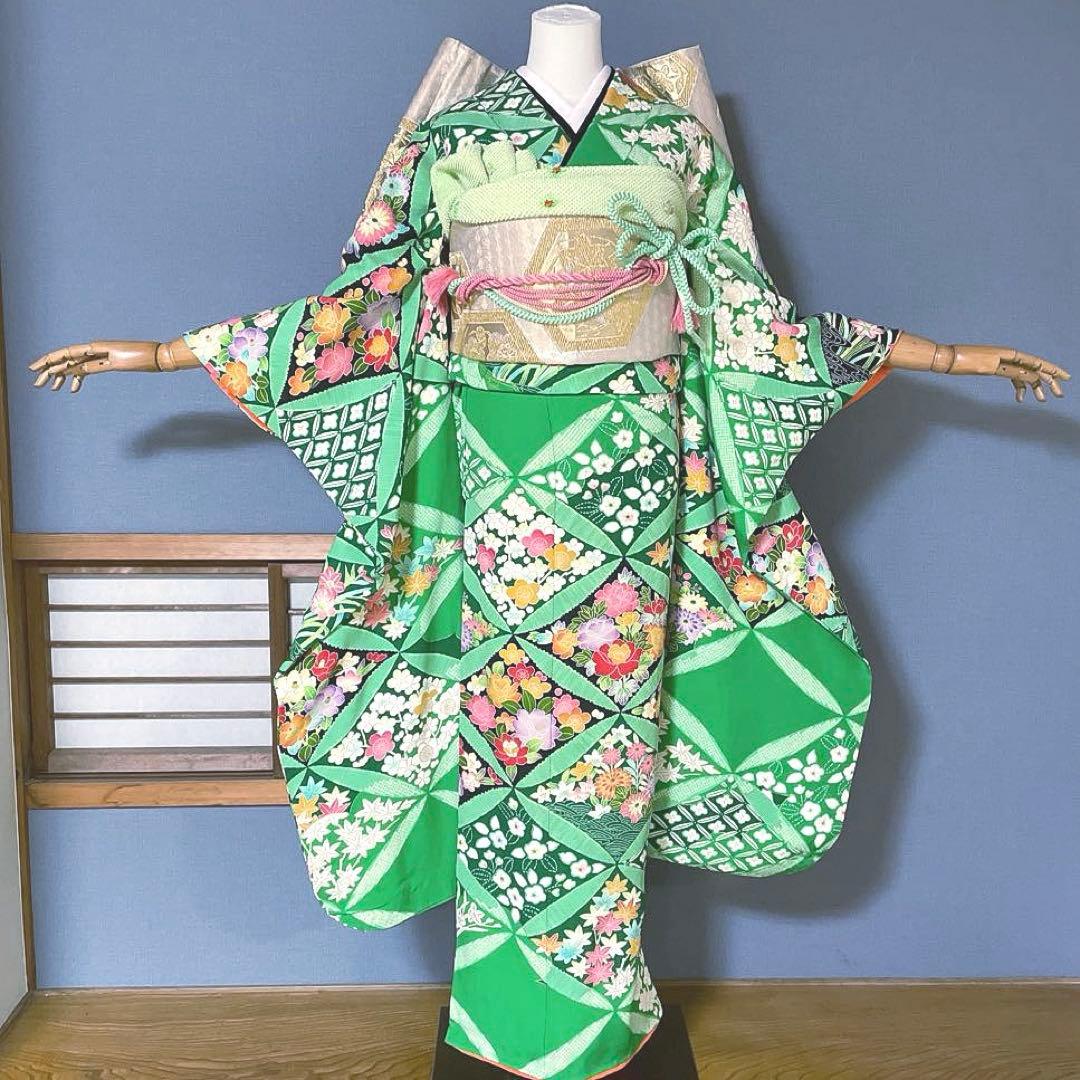 振袖フルセット　手描き友禅　吉祥紋様　成人式振袖　振袖　成人式