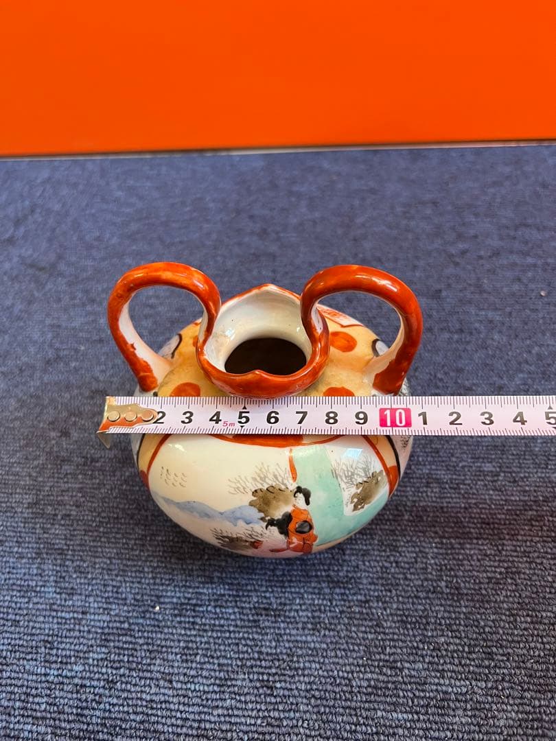 839  明治期　九谷焼　赤絵　高級ポット　時代物