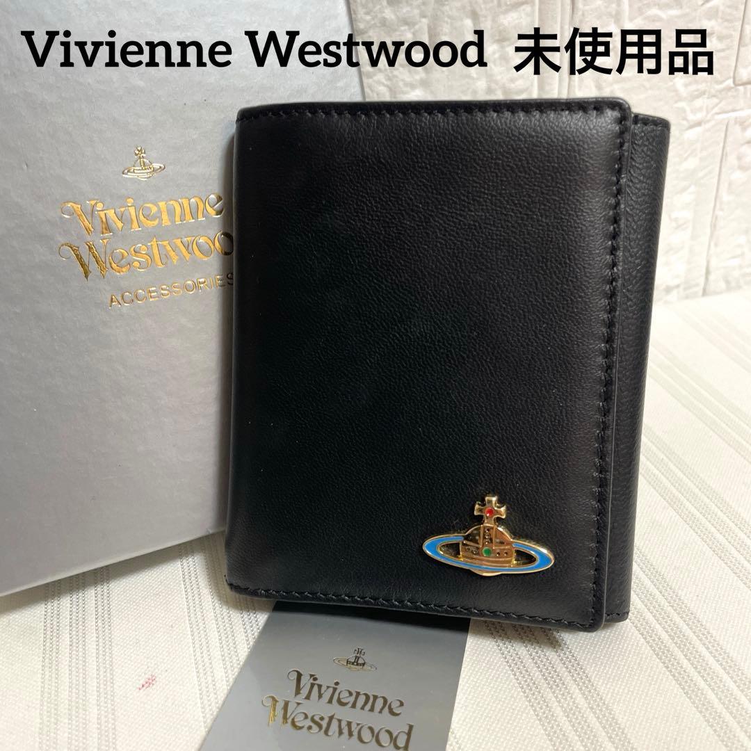 未使用品 Vivienne Westwood 折り財布 レザー ブラック オーブ