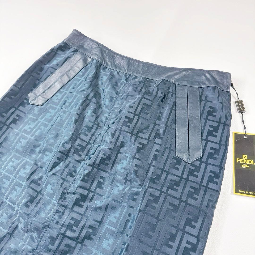 未使用タグ付✨フェンディ ズッカ柄 タイトスカート レザー ナイロン 切替え