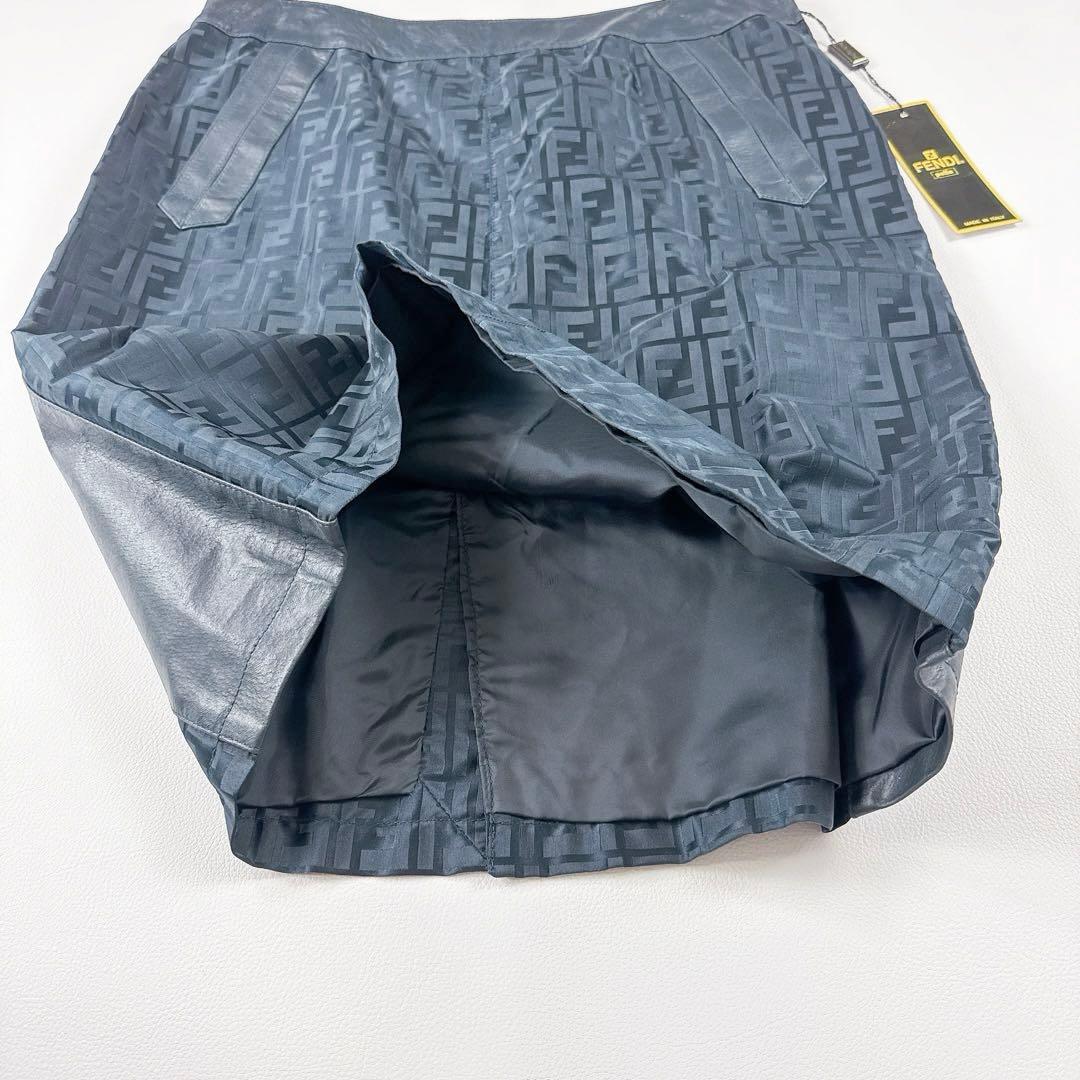 未使用タグ付✨フェンディ ズッカ柄 タイトスカート レザー ナイロン 切替え