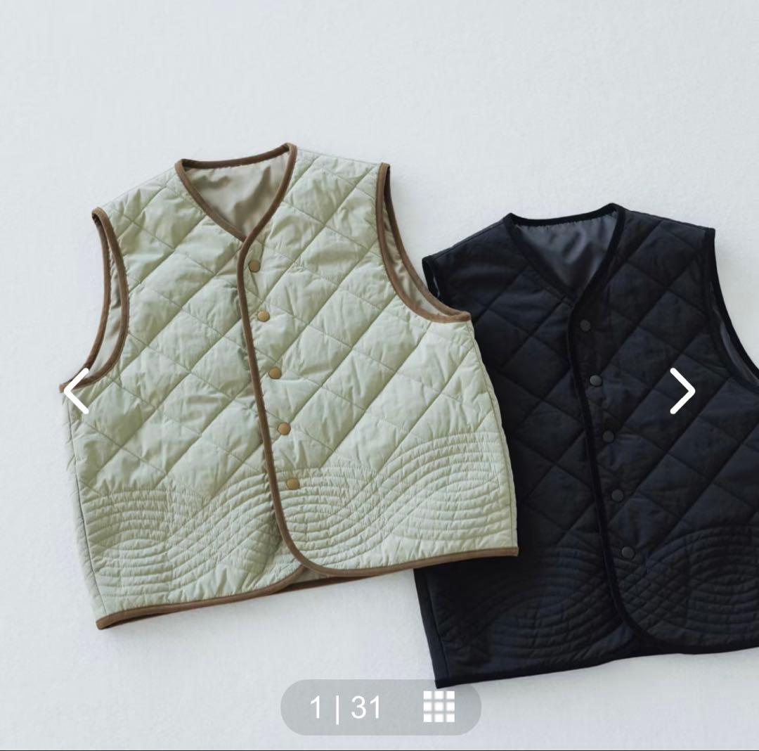 毎日着回したいキルティングベスト　よしいちひろさんコラボ　ライトカーキ　完売品