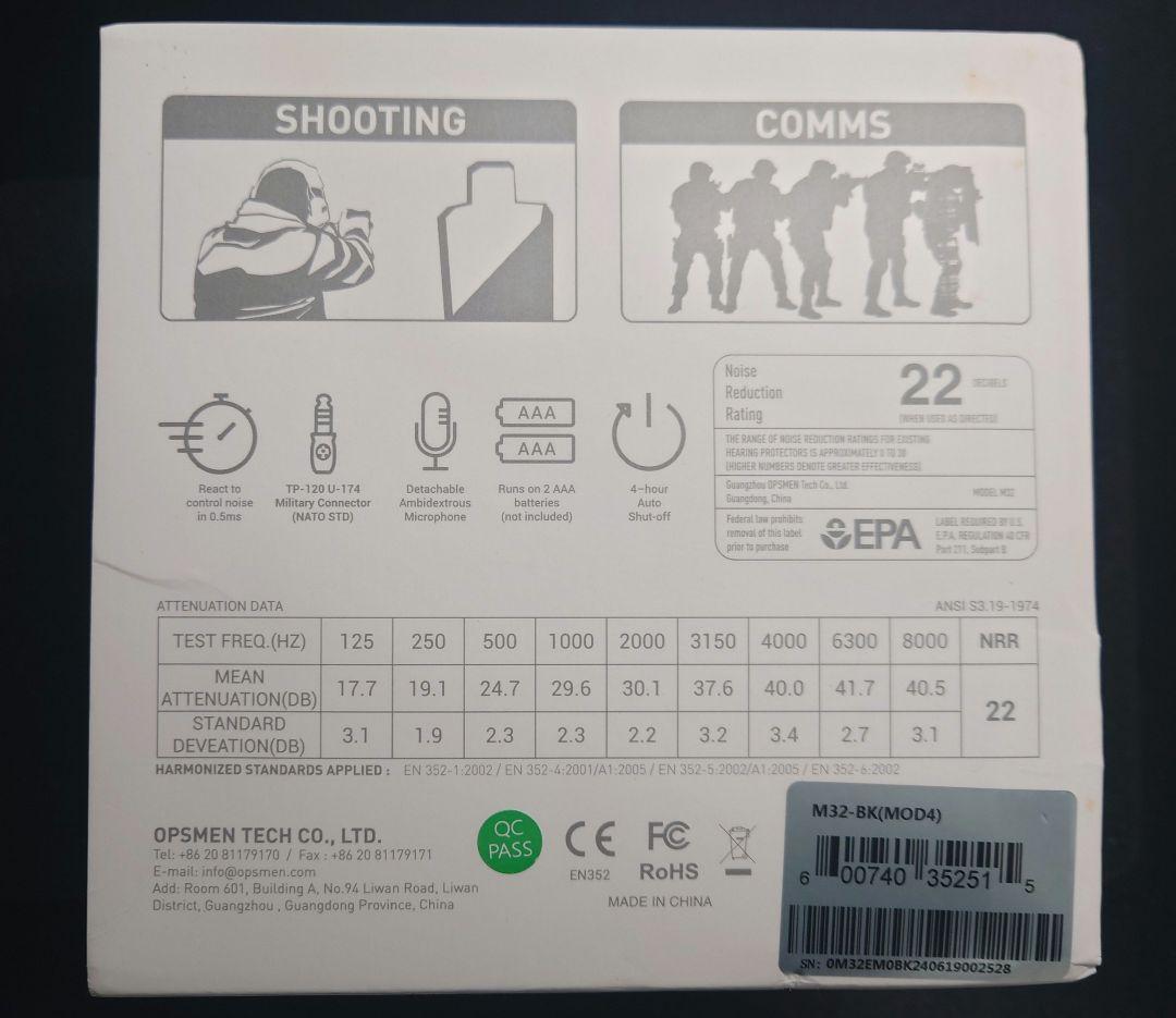 実物 OPSMAN M32 ヘッドセット　ブラック