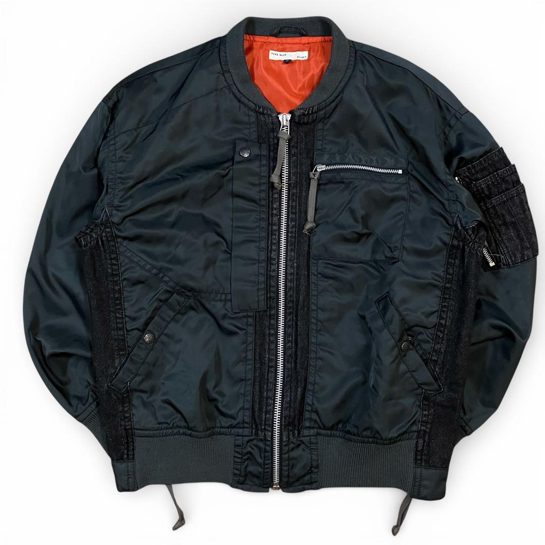 AVIREX コンビネーション ma-1 タイプブルー ドッキング デニム 黒