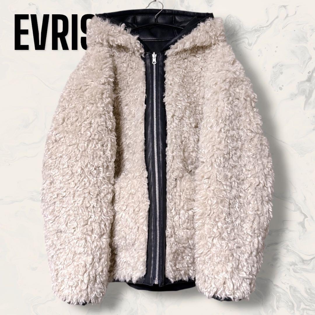 【未使用】 EVRIS 2way リバーシブル フード ボア ブルゾン