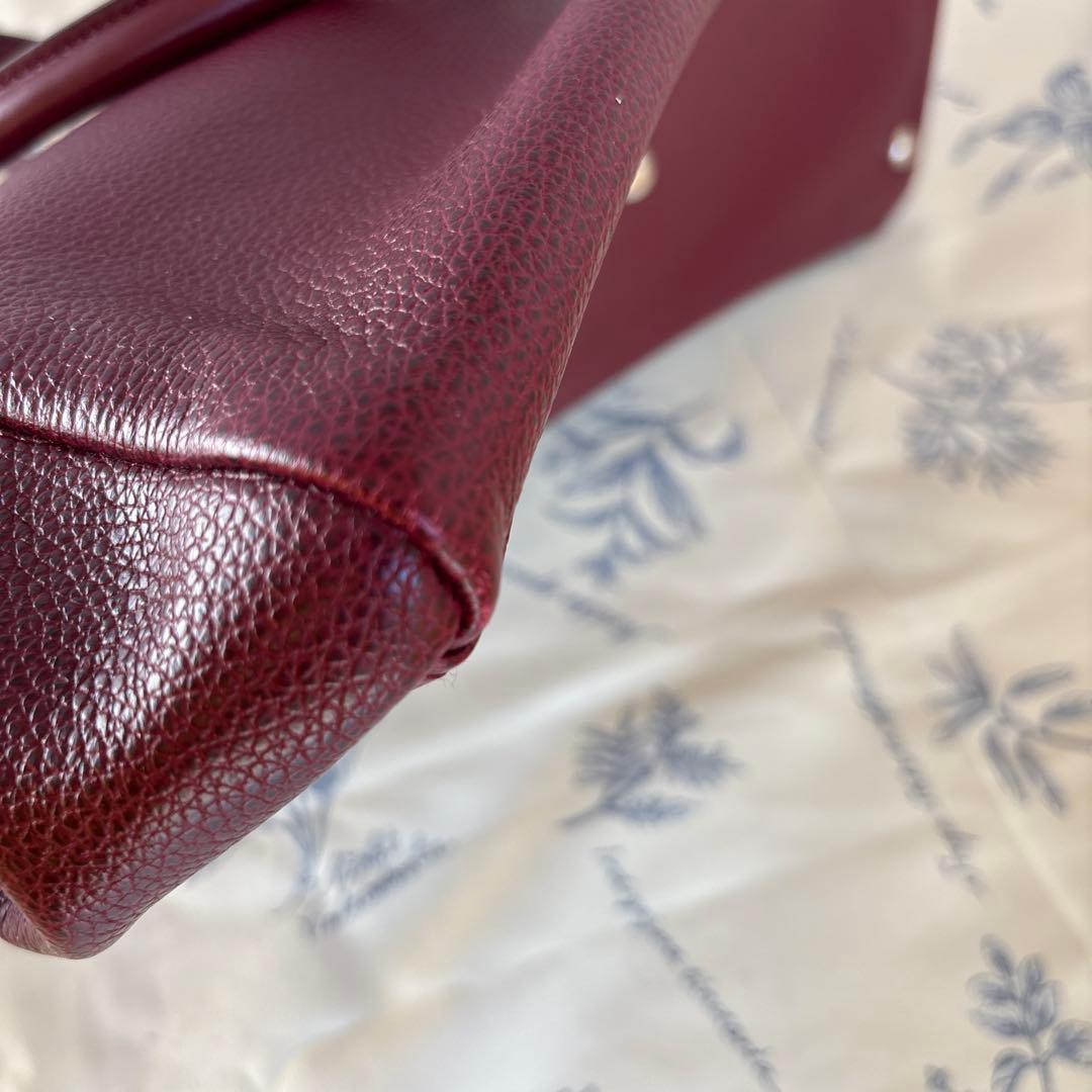 ふ*ん様 ロンシャン2WAYバッグ　シボ革　ワインレッド