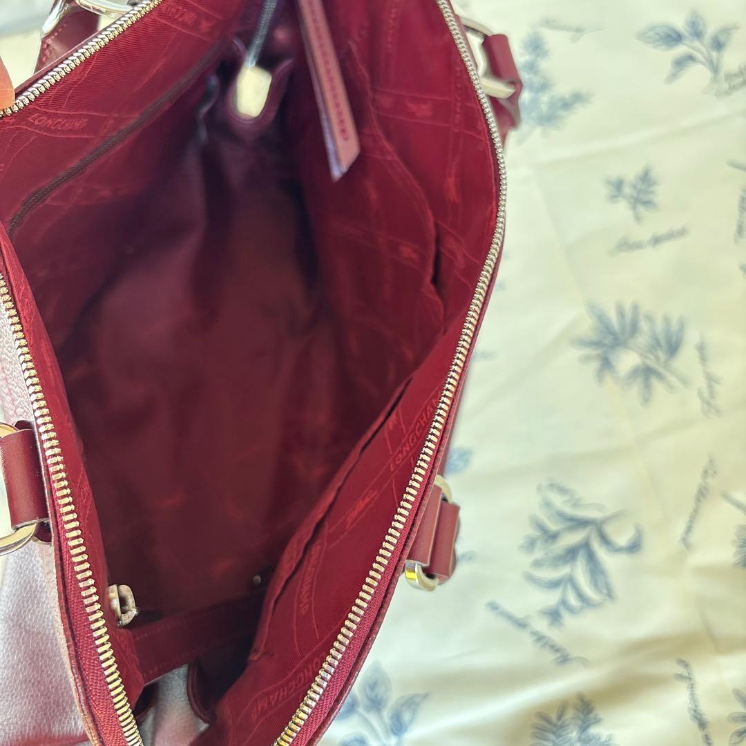 ふ*ん様 ロンシャン2WAYバッグ　シボ革　ワインレッド