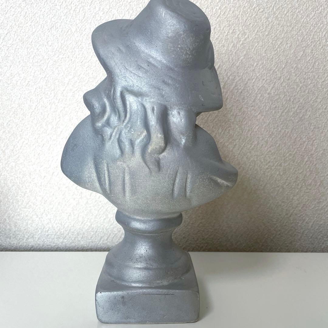 フレンチ胸像石膏像　イタリア帽子少女像　人物像　置物　シャビー　ウェディング