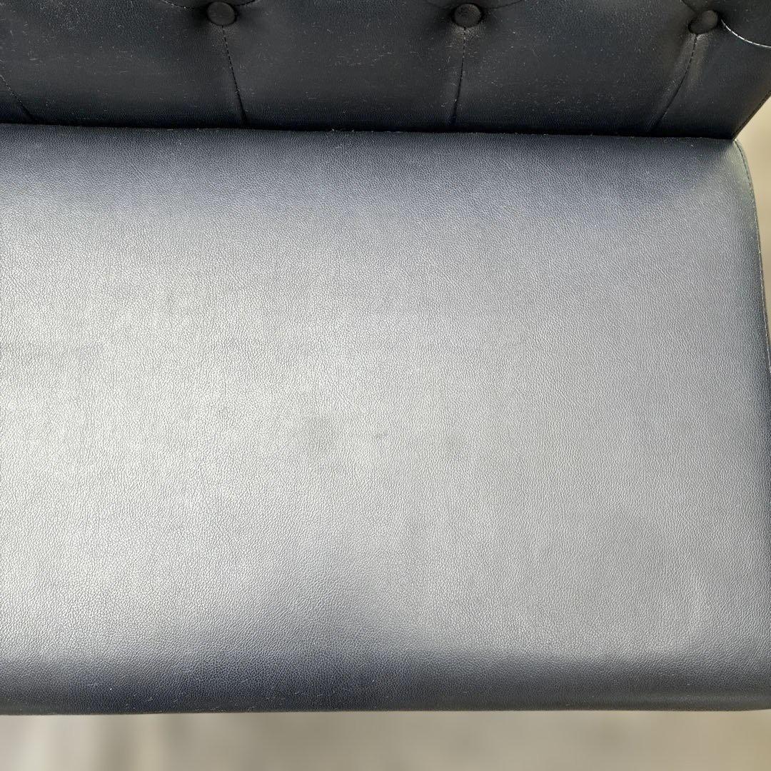 【送料込み】カフェ風 2人掛け ブラックレザーソファー ベンチシート