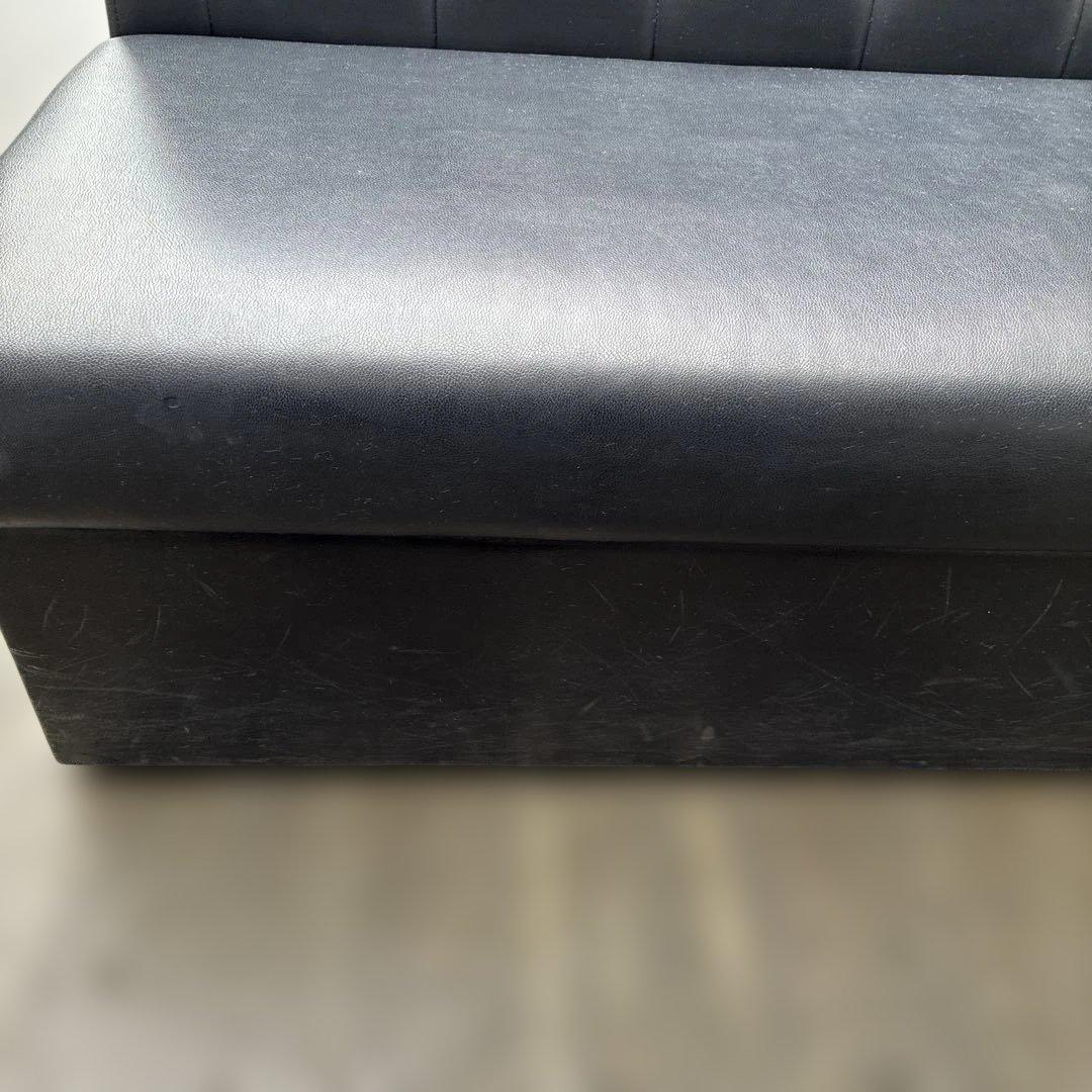 【送料込み】カフェ風 2人掛け ブラックレザーソファー ベンチシート