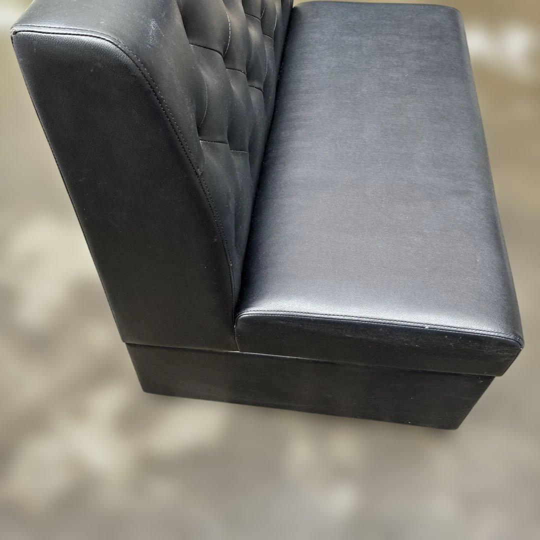 【送料込み】カフェ風 2人掛け ブラックレザーソファー ベンチシート