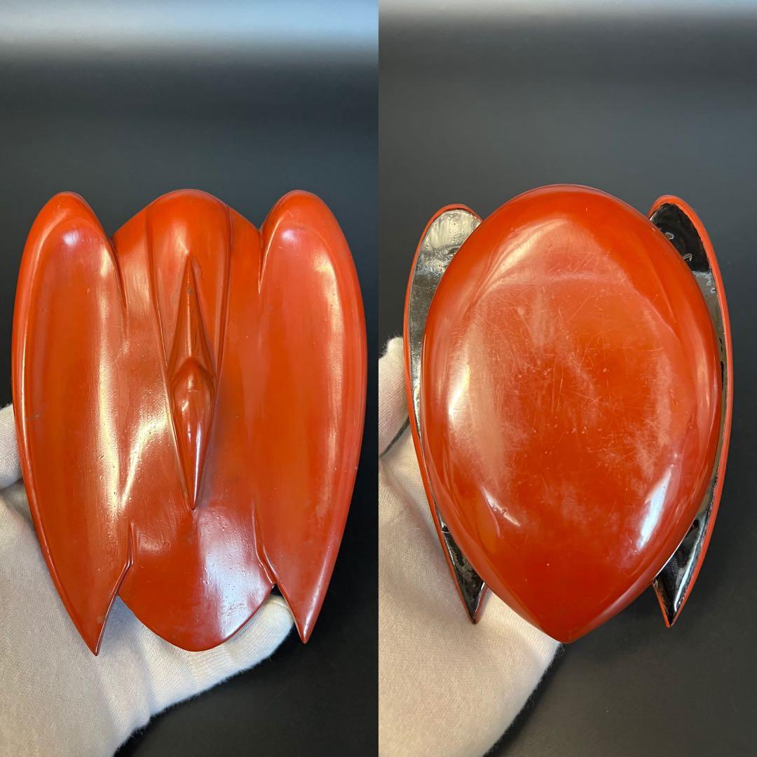 ◎古道具 庵々◎江戸-明治期 輪島塗 鶴形 蓋物◎時代物侘び寂び和置物 朱塗骨董