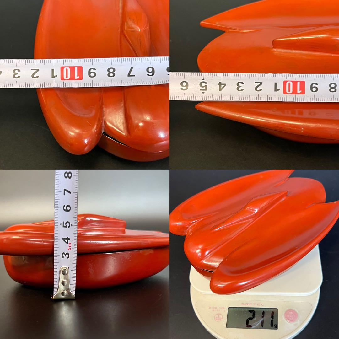 ◎古道具 庵々◎江戸-明治期 輪島塗 鶴形 蓋物◎時代物侘び寂び和置物 朱塗骨董