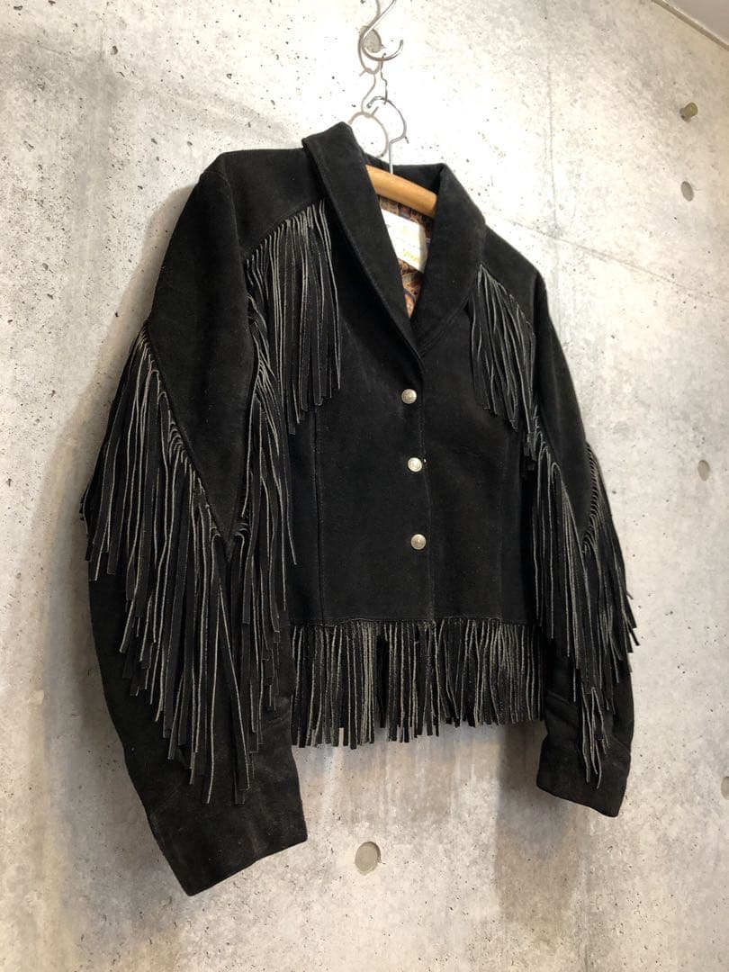 Schott ショット　スエード　フリンジ　レザー　　ジャケット　ブラック