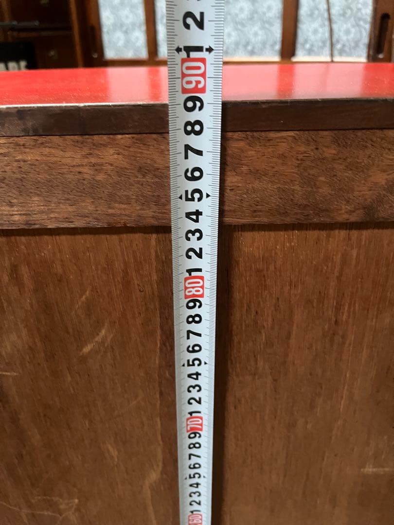 terupu＊赤 ガラスキャビネット 昭和レトロ 当時物 インテリア 水屋