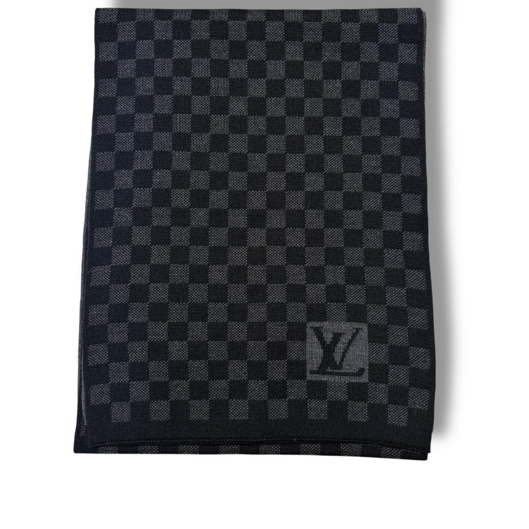【超美品】LOUIS VUITTON ダミエ グラフィット ウール マフラー