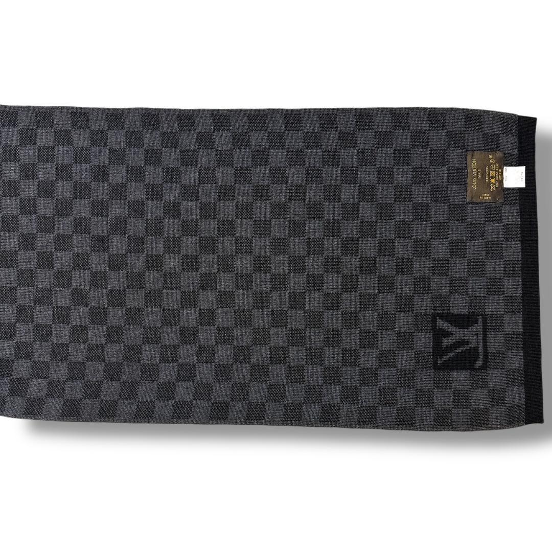 【超美品】LOUIS VUITTON ダミエ グラフィット ウール マフラー