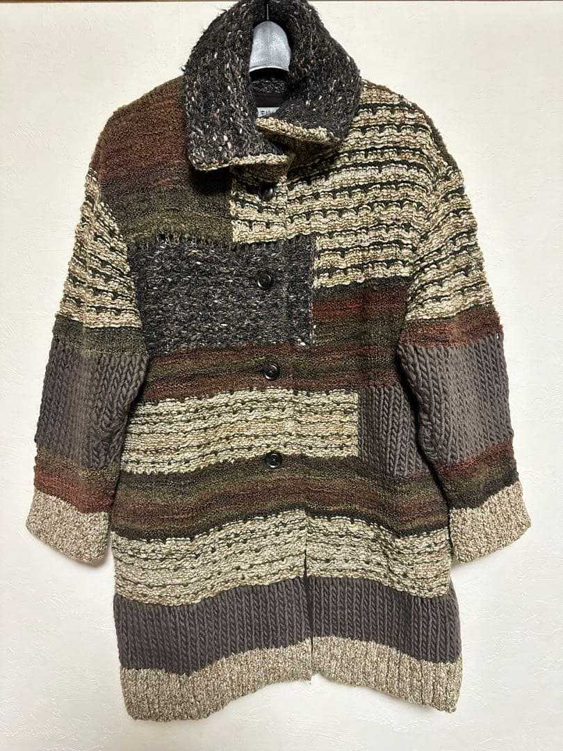 FUGA FUGA ニットコート　ファンシーブロック柄