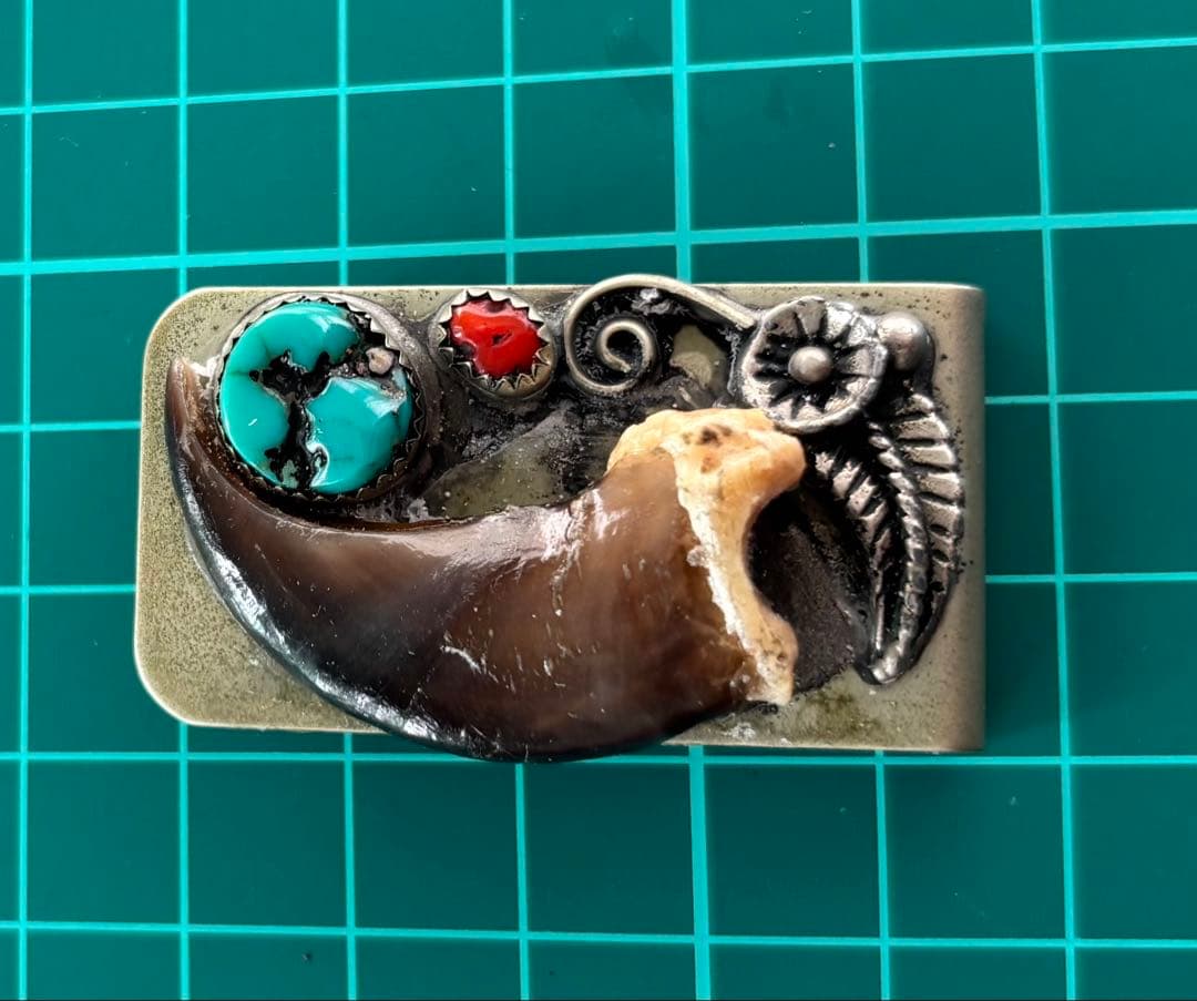 ターコイズ 珊瑚マネークリップ