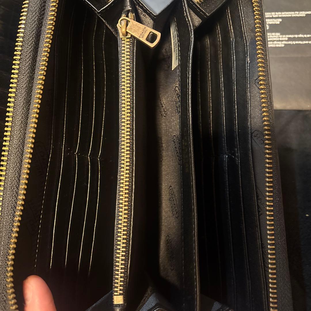 ゴ*ン様 COACH 型押しロゴ ブラック長財布