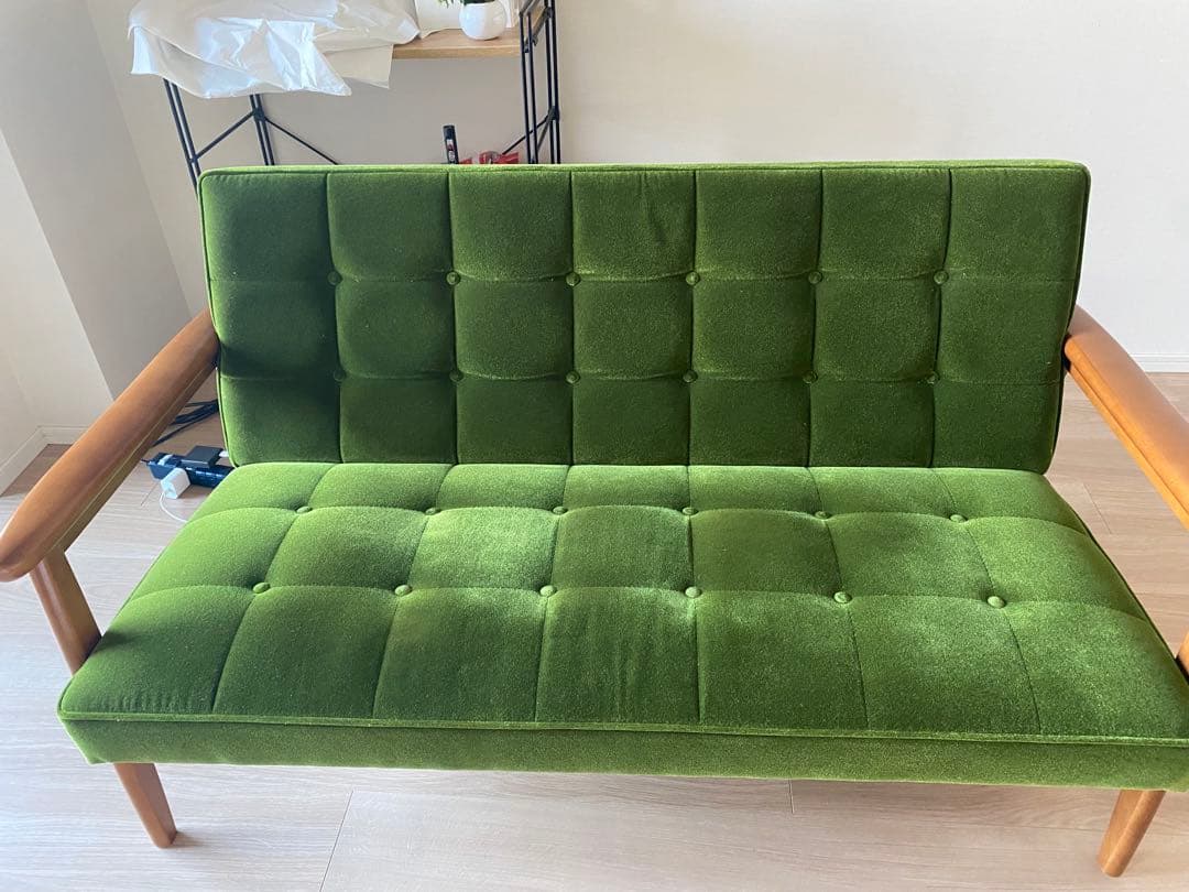 美品 値下げ カリモク60】Kチェア2シーター W36143 モケットグリーン