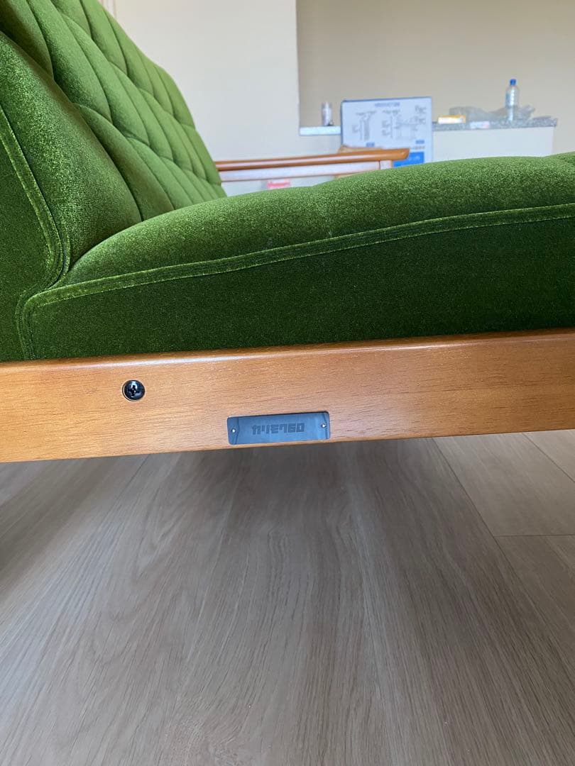 美品 値下げ カリモク60】Kチェア2シーター W36143 モケットグリーン