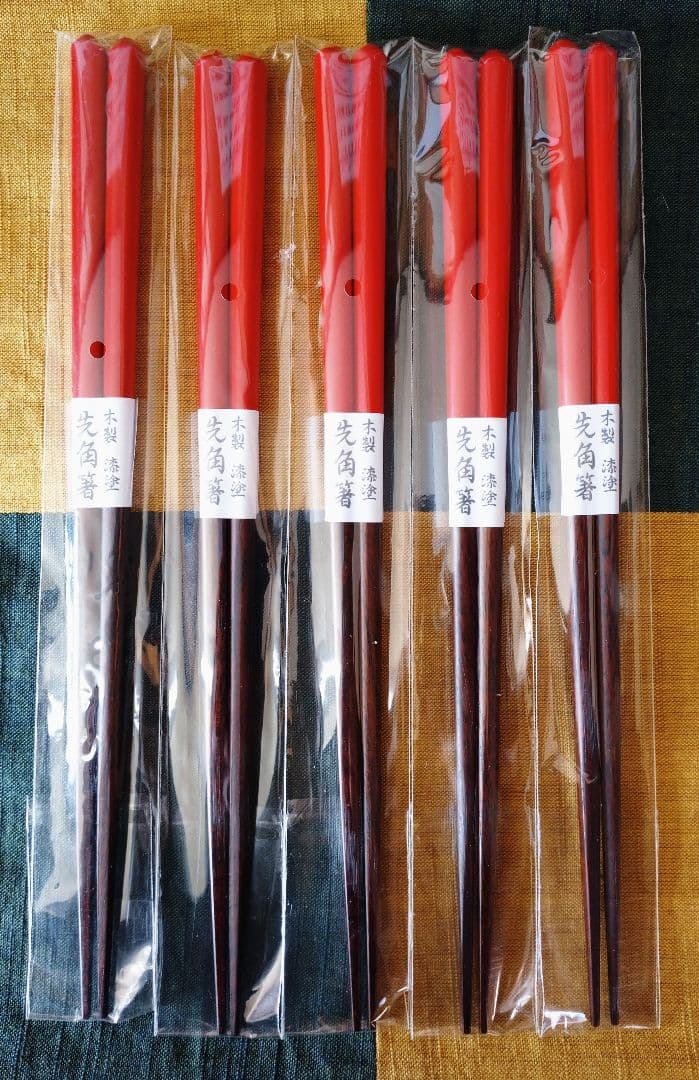 木製 朱塗分先角箸 漆塗50膳(滑り止め箸)