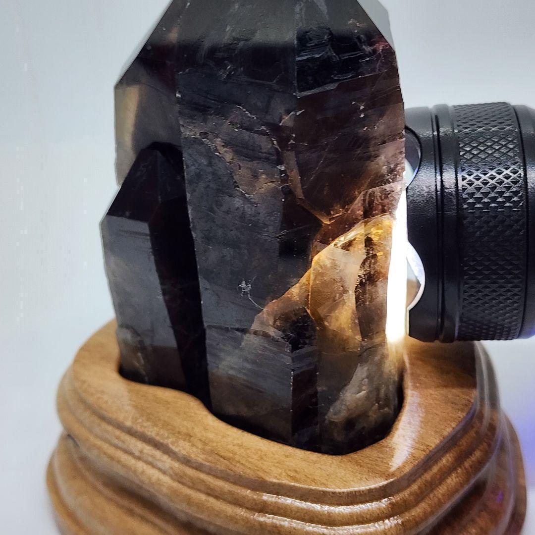 希少天然モリオンスモーキークォーツ 原石クラスター台座付き 高品質パワーストーン