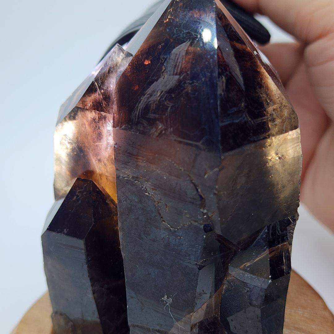 希少天然モリオンスモーキークォーツ 原石クラスター台座付き 高品質パワーストーン